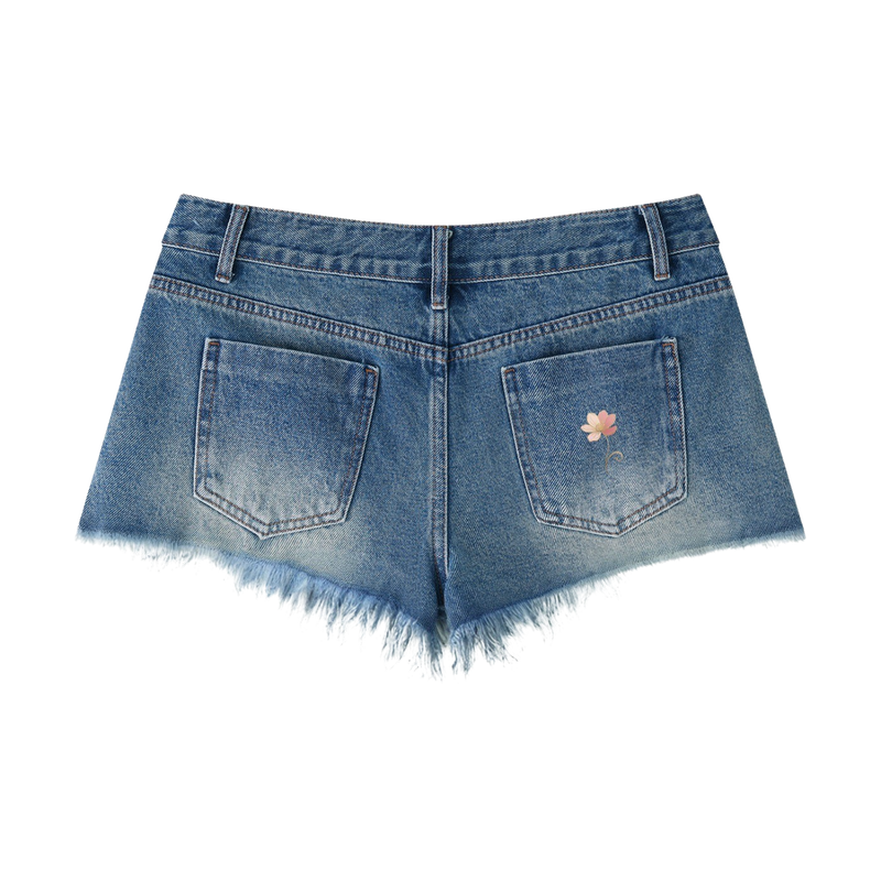 Women's Vintage Wash Raw Hem Denim Shorts