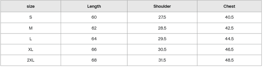 Size guide for AMEN Performance T-Shirt