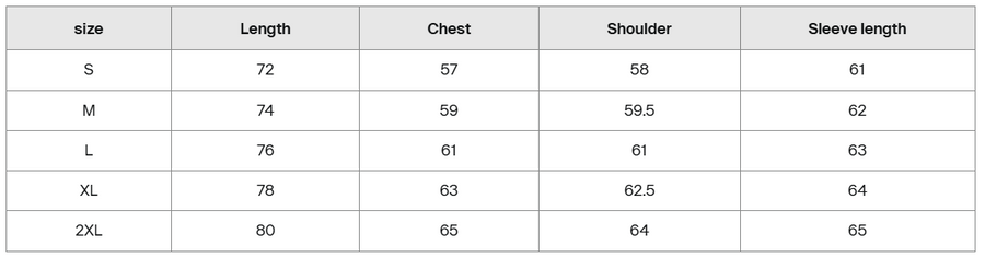 Size guide for Died for YOU Acid Wash Long Sleeve T-shirt (Pre-Order)