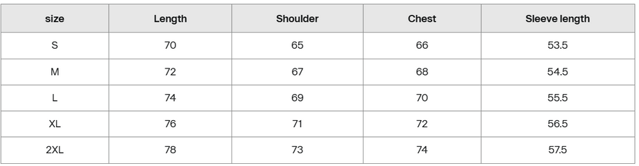 Size guide for Died For You Oversized Hoodie