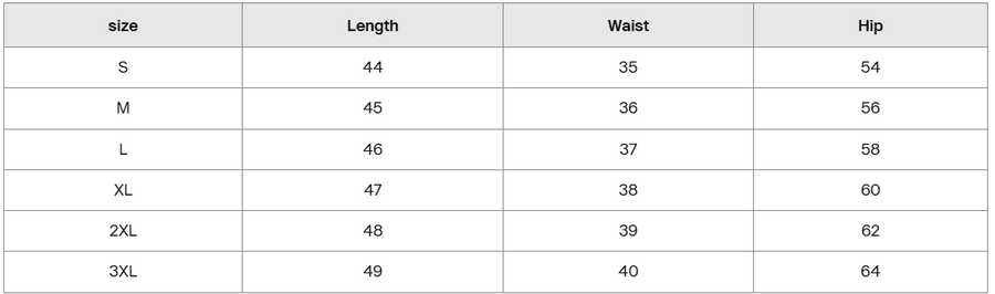 Size guide for Summer Breeze Drawstring Shorts