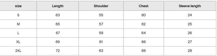 Size guide for Proverbs Mineral Shirt
